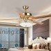 RainierLight Modern Crystal Ceiling Fan Lamp LED 3 Changing Light 5 Reversible Blades Frosted Glass Cover with Remote Control for Indoor/Bedroom 52-Inch Mute Energy Saving Fan (Metal Blades) - B07538BCLZ